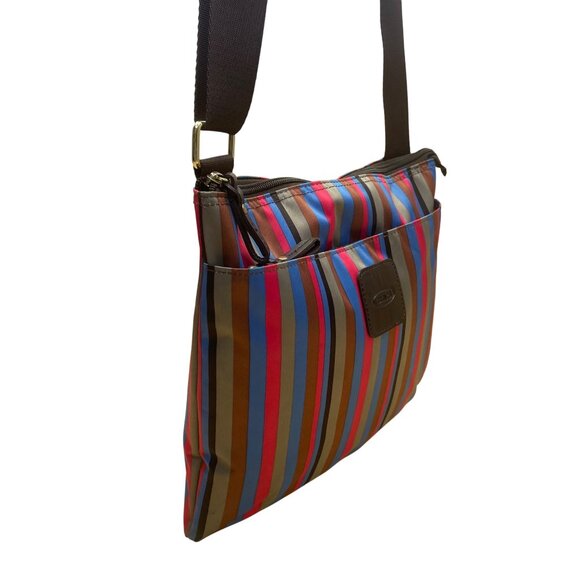 Brics Women’s Multicolor Nylon Striped Bag Adjustable Strap Crossbody Bag - Picture 3 of 13